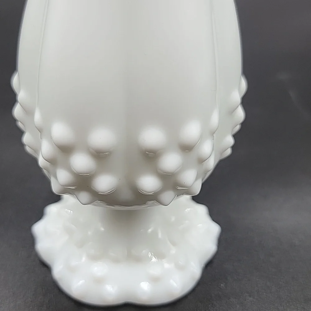 Vintage Fenton Milk Glass Hobnail  Swung Vase 9.5